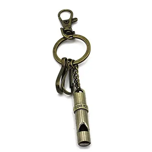 Produktbild: ARFUKA Notpfeife Signalpfeife Trainerpfeife Metall Whistle Schlüsselanhänger Trillerpfeife mit Gravur I Love U für Outdoor Camping Wandern Jagen
