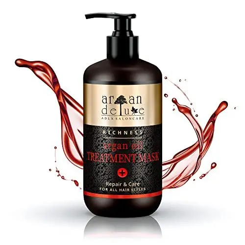 Produktbild: Argan Deluxe Treatment Mask - Arganöl Haarpflege gegen Frizz, Spliss, kaputte Haare, Haarbruch - Für seidig-weiches Haar - Argan Öl Haarkur aus Marokko - 300 ml