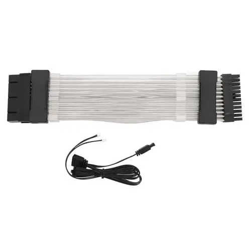 Produktbild: ARGB-GPU-Netzteilkabel, 24PIN 5V 3PIN Synchronisiertes Netzteil-Verlängerungskabel, 360-Grad-Lichteffekt, ARGB-Netzteil-Verlängerungskabel (Black)