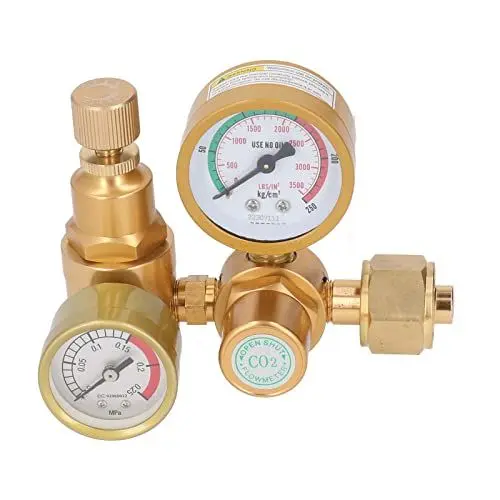 Produktbild: Argon CO2 Mig Tig Durchflussmesser Gasregler Manometer 0 Bis 3500 PSI 15/16 Zoll Innengewinde Einlass 1/4 Zoll Auslass Messing