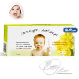 Produktbild: Arianna Baby Nasensauger – DAS ORIGINAL TÜV Süd zertifizierter Nasensekretsauger für Kleinkinder, inkl. Zubehör, sanft & effektiv, klinisch getestet, passend für alle Bodenstaubsauger