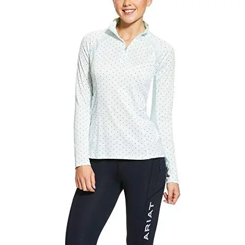 Produktbild: Ariat Frauen Sonnenstopper 2.0 1/4 Reißverschluss Basisschicht Top 10030442 - Entenei Punkt