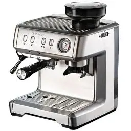 Produktbild: Ariete 1313, Kaffeemaschine mit Manometer, Integrierte Kaffeemühle, Kompatibel mit Kaffeepulver und ESE-Pads, 15 Bar Maximum, 1 oder 2 Tassen-Filter, Cappuccino-Düse, 1600W, Silber