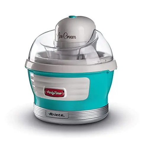 Produktbild: Ariete 643 Eismaschine Party Time, Eismaschine, 12 W, Fassungsvermögen 1,5 L, Herausnehmbarer Korb mit doppelter Isolierung, Zubereitungszeit 30 Minuten, Deckel zum Hinzufügen von Zutaten, Himmelblau