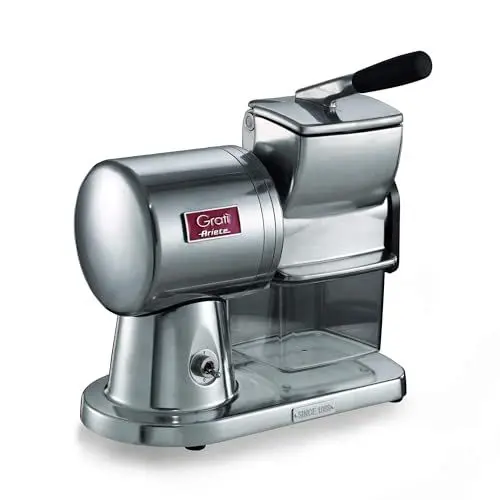 Produktbild: Ariete Gratì Superior 449, Professionelle Elektrische Käsereibe aus Aluminiumdruckguss für Käse, Brot, Schokolade, Trockenfrüchte, Induktionsmotor, Einfach zu Reinigen, 350W, Silber Poliert