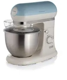 Produktbild: Ariete Vintage 1588 Knetmaschine, Retro Planeten-Rührwerk für Brot-, Pizza-, Kuchen- & Gebäck-Teig, Knethaken, Schneebesen, 5,5 L Fassungsvermögen, 7 Geschwindigkeiten + Pulse-Funktion, 1200W, Blau