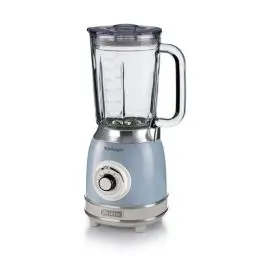 Produktbild: Ariete Vintage 583 Mixer aus Glas, Retro Multifunktionsmixer mit 4 Klingen, 4 Geschwindigkeiten + Pulse-Funktion, Ice-Crusher Funktion, 1,5 Liter Fassungsvermögen, 1000W, Blau