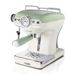 Produktbild: Ariete Vintage Espresso 1389, Retro Espressomaschine für Pulver oder ESE-Pads, 1 - 2 Tassen, Cappuccino-Düse, Edelstahl-Tassenhalter, 15 Bar, 850W, Grün