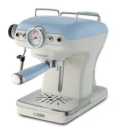 Produktbild: Ariete Vintage Espresso 1389, Retro Espressomaschine für Pulver oder ESE-Pads, 1 - 2 Tassen, Cappuccino-Düse, Edelstahl-Tassenhalter, 15 Bar, 850W, Blau