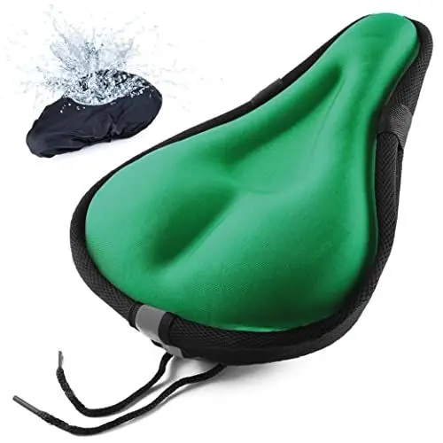 Produktbild: Arikaree Fahrradsattelbezug, Gel, hohe Dichte, 90 g, gepolstert, weich, professionell, Universal-Pedal-Sattel, Heimtrainer, Fahrrad, Radfahren, Herren und Damen (Grün)