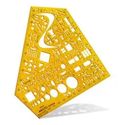 Produktbild: Aristo AH5050 Schablone Elektro (Schaltzeichen für Elektrotechnik und Elektronik, formstabiler PET Kunststoff) orange-transparent