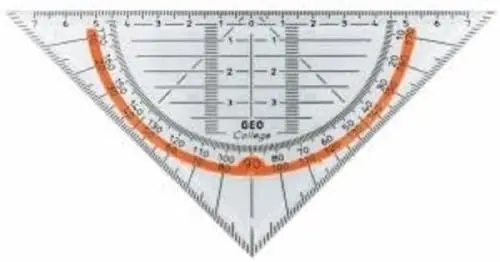 Produktbild: Aristo AR23001 College Geometriedreieck (Hypotenuse 16 cm, Tuschenoppen und Facetten, Polystyrol) transparent