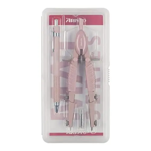 Produktbild: Aristo AR55802 Topline Mat Series Schnellverstellzirkel & Druckbleistift (Kreise bis 370 mm Durchmesser, Ersatzminen, Schenkel aus Zinkdruckguss) rose