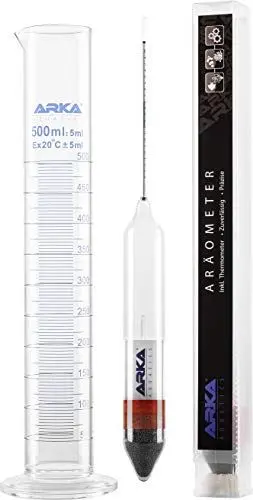 Produktbild: ARKA Aräometer-Set - inkl. Thermometer & Messzylinder aus Borosilikatglas 3.3 - Hochpräzise Dichtemessung für Meerwasseraquarien, laborqualität, benutzerfreundlich