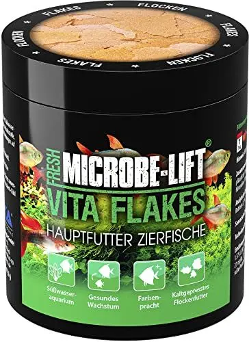 Produktbild: MICROBE-LIFT Vita Flakes - 250 ml - Hochwertiges Flockenfutter als Alleinfutter, fördert Gesundheit und Vitalität von Fischen in Süßwasseraquarien.