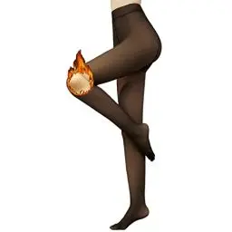 Produktbild: Arkim Thermo Strumpfhose gefüttert S/M/L/XL, Beine abnehmen Strumpfhosen Damen Winter Gefälschte Durchscheinend Plüschstrümpfe Wärmende Fleece Leggings(Schwarz-Fleecefutter, S/M)