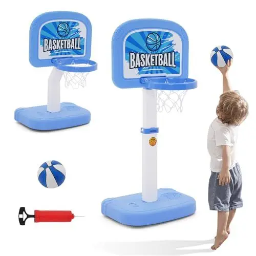 Produktbild: Arkyomi 2in1 basketballkorb Outdoor/Indoor/Pool Spielzeug Kinder mit 2 Ball,höhenverstellbar basketballkorb mit ständer fürs Zimmer,wasserspielzeug Basketball für Kleinkind