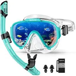 Produktbild: Arlierss Schnorchelset Erwachsene, Schnorchelset mit Anti-Fog Taucherbrille und Trocken Schnorchel,Taucherbrille Erwachsene mit Linse Gehärtetem Glas zum Schnorcheln, Schwimmen und Tauchen-Grün