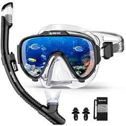 Produktbild: Arlierss Schnorchelset Erwachsene, Schnorchelset mit Anti-Fog Taucherbrille und Trocken Schnorchel,Taucherbrille Erwachsene mit Linse Gehärtetem Glas zum Schnorcheln, Schwimmen und Tauchen-Schwarz