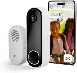 Produktbild: Arlo 2K HD Video Türklingel Mit Kamera & Türgong Kabellos, WLAN Doorbell, Bewegungsmelder, 2-Wege-Audio, Ring Sirene, Haustür Nachtsicht, Smart, Alexa Kompatibel + Arlo Secure Plan Testzeitraum