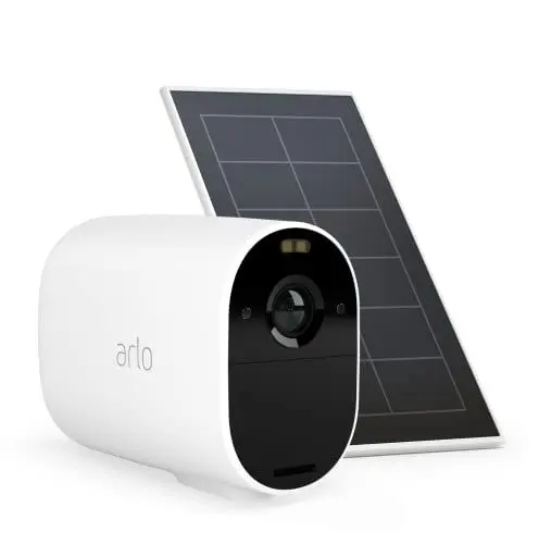 Produktbild: Arlo Essential XL Spotlight Überwachungskamera mit Licht und Solar Panel Ladegerät, Aussen / Outdoor WLAN Kamera, Kabellos, 12 Monate Akkulaufzeit, Wetterfest, Nachtsicht, 2-Wege-Audio, Ton, weiß