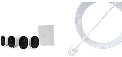 Produktbild: Arlo Ultra2 Überwachungskamera aussen und Außenladekabel Bundle, 4er Set - weiß, mit 90-tägigem Testzeitraum Secure Plan