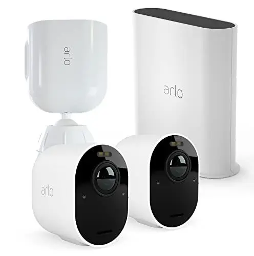 Produktbild: Arlo Ultra2 Überwachungskamera aussen und GRATIS Security Mount Bundle, 2er Set - weiß, Testzeitraum für Arlo Secure Plan