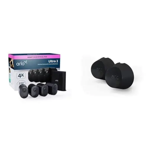 Produktbild: Arlo Ultra 2 Überwachungskamera Aussen WLAN, Kabellos, 4er Set & Zertifiziertes Zubehör, Magnetische Wandhalterungen