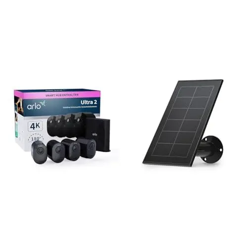 Produktbild: Arlo Ultra 2 Überwachungskamera Aussen WLAN, Kabellos & Zertifiziertes Zubehör, Solarpanel, Kabel 2.4m, Wetterfest