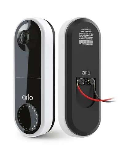 Produktbild: Arlo Video Doorbell (Kabelgebunden), 1080p HD, 180° Großes Sichtfeld, WLAN, Bewegungsmelder, 2-Wege-Audio, Sirene, Nachtsicht, Türklingel-Verkabelung Benötigt + mit Arlo Secure Testzeitraum, Weiß