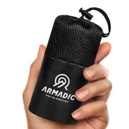 Produktbild: Armadic Hüttenschlafsack aus Mikrofaser (nur 230g) - Ultra leicht, klein und dünn. Reiseschlafsack, Schlafsack Inlett, Inlay I Ideal für Backpacking, Hostels und Berghütten (Anthrazit Grau)