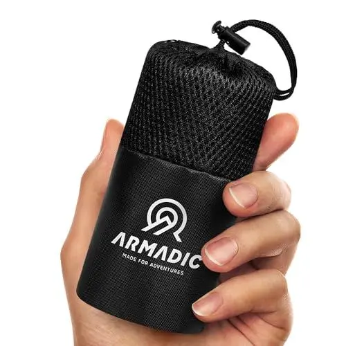 Produktbild: Armadic Hüttenschlafsack aus Mikrofaser (nur 230g) - Ultra leicht, klein und dünn. Reiseschlafsack, Schlafsack Inlett, Inlay I Ideal für Backpacking, Hostels und Berghütten (Anthrazit Grau)