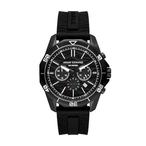 Produktbild: ARMANI EXCHANGE Watch for Men, Quarz-Chronographenwerk und 44mm Gehäusegröße mit Silikonarmband