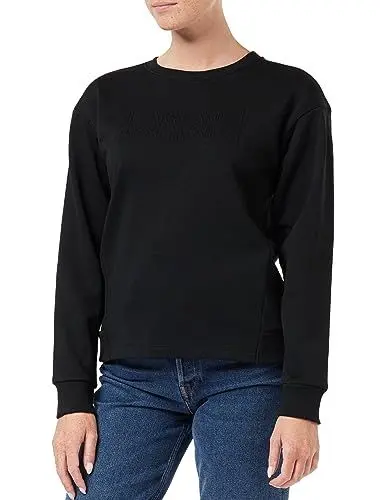 Produktbild: Armani Exchange Damen French Terry Embossed Logo Pullover Sweatshirt, Schwarz, L EU