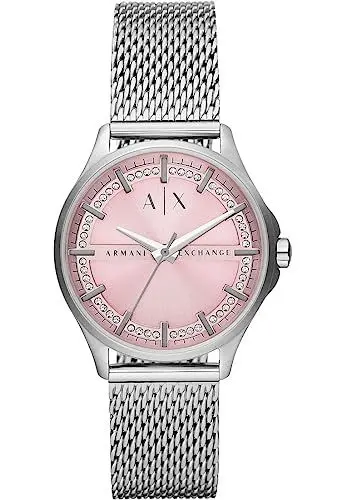 Produktbild: Armani Exchange Damenuhr quarz/3 Zeiger Uhrwerk 36mm Gehäusegröße mit einem Edelstahlarmband AX5273