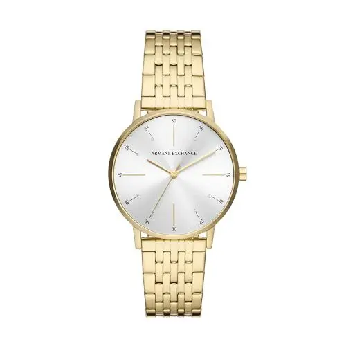 Produktbild: Armani Exchange Damenuhren , Dreizeigeruhrwerk, 36MM Gold Edelstahlgehäuse mit Edelstahlarmband, AX5579