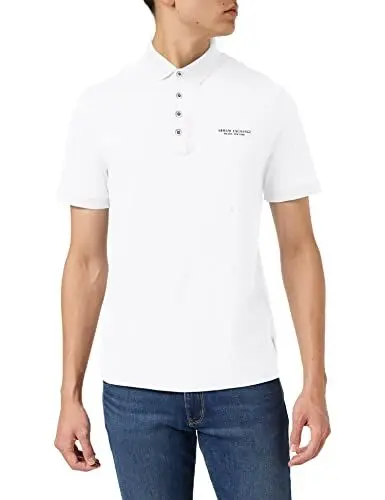 Produktbild: Armani Exchange Herren 4 Buttons Poloshirt, Weiß, XS