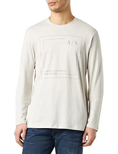 Produktbild: Armani Exchange Herren Baumwoll-Jersey, langärmelig, Logo, Normale Passform T-Shirt, Grey, S