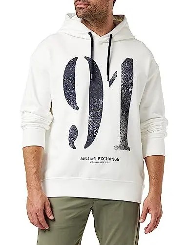 Produktbild: Armani Exchange Herren Comfy Fit, Maxi Number Print Hooded Sweatshirt, Weiß, M