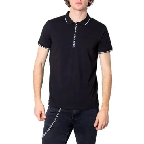 Produktbild: Armani Exchange Herren Hidden Buttons, Stretch Cotton Poloshirt, Schwarz, M