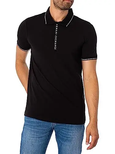Produktbild: Armani Exchange Herren Hidden Buttons, Stretch Cotton Poloshirt, Schwarz, XXL