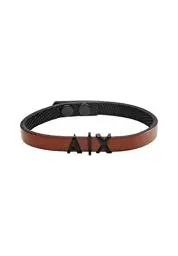 Produktbild: Armani Exchange Herren Lederarmband mit Druckknopfverschluss, Innenlänge: 185-195mm, Größen-ID: 22x12x4mm
