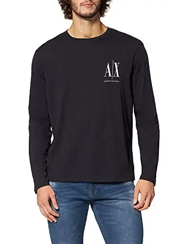 Produktbild: Armani Exchange Herren Long Sleeves, Front Print Logo T-Shirt, Blau, L
