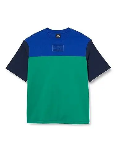 Produktbild: Armani Exchange Herren Sustainable, Short Sleeves, Printed Logo, Cross Gender Polo Sweater, Blue/Green/Black, M EU