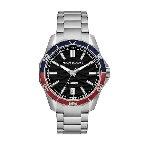 Produktbild: Armani Exchange Herrenuhr Spencer Quarz/3-Zeiger-Datum Uhrwerk 44 mm Gehäusegröße mit einem Edelstahlarmband AX1955