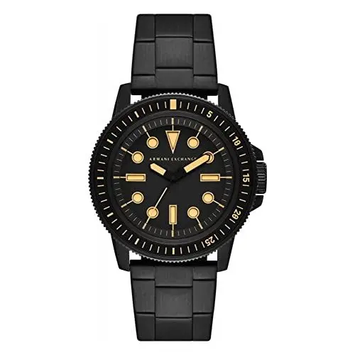 Produktbild: Armani Exchange Herrenuhr , Dreizeigeruhrwerk, 44 mm Schwarzes Edelstahlgehäuse mit Edelstahlarmband, AX1855