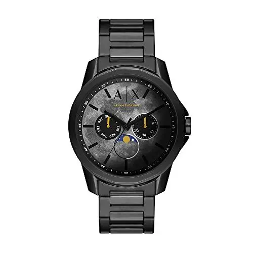 Produktbild: Armani Exchange Herrenuhr , QuarzMultifunktionswerk, 44MM Schwarzes Edelstahlgehäuse mit Edelstahlarmband, AX1738