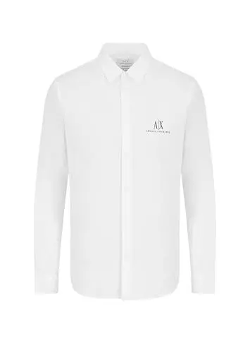 Produktbild: Armani Exchange Men's A|x Long Sleeve Icon Logo Button Shirt, White, XX-Large