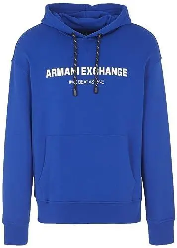 Produktbild: Armani Exchange Men's Cross Gender, Long Sleeves, Comfy Fit, Hooded Sweatshirt, Blue, L