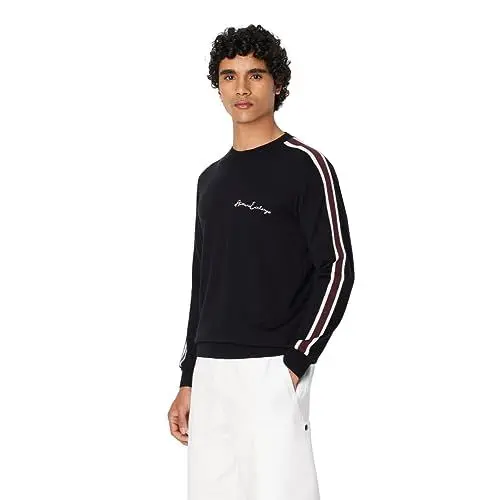 Produktbild: Armani Exchange Men's Merino Wool Mix Signature Logo Pullover Sweater, Navy, X-Large